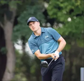  ?? Ron Jenkins / Associated Press ?? Jordan Spieth hits off the 12th tee during the third round of the Charles Schwab Challenge golf tournament at Colonial Country Club on Saturday.