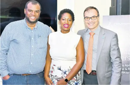  ??  ?? From left: Jordan Baskett, CEO; Andrea Johnson, director of business developmen­t; and Juan Miguel Borras, senior account manager – Latin America and the Caribbean, Salesforce.