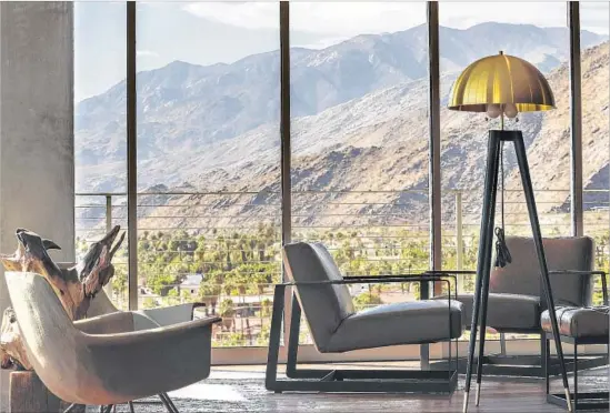  ?? Photograph­s by Allen J. Schaben Los Angeles Times ?? THE VIEW is splendid from the Kimpton the Rowan Palm Springs. From here, visitors can take in the rugged San Jacinto Mountains and the desert playground.