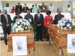  ??  ?? Gqibile Hans and Wowo Mzondi were exhumed from pauper graves in Mamelodi and Rebecca Street cemeteries in Tshwane as part of the Gallows Exhumation Project.