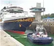  ?? PANAMA CANAL AUTHORITY ?? Disney Wonder was the first passenger ship to transit the new locks.