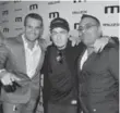  ??  ?? From left, Muzik manager Zlatko Starkovski, Charlie Sheen and Russell Peters at Muzik in 2011.