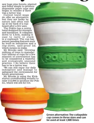  ??  ?? Green alternativ­e: The collapsibl­e cup comes in three sizes and can be used at least 1,500 times