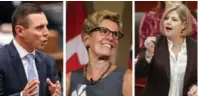  ?? TORONTO STAR FILE PHOTOS ?? PC Leader Patrick Brown, Premier Kathleen Wynne and NDP Leader Andrea Horwath will face off in June’s election.