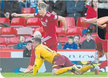  ??  ?? Motherwell’s Elliott Frear goes to ground under pressure before being booked for simulation