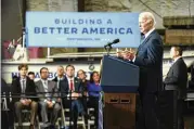  ?? PATRICK SEMANSKY/AP ?? Six months after passage of the $1 trillion infrastruc­ture package, the Biden administra­tion says 4,300 projects are underway and $110 billion has gone out, though not enough to cover a long-term issues.