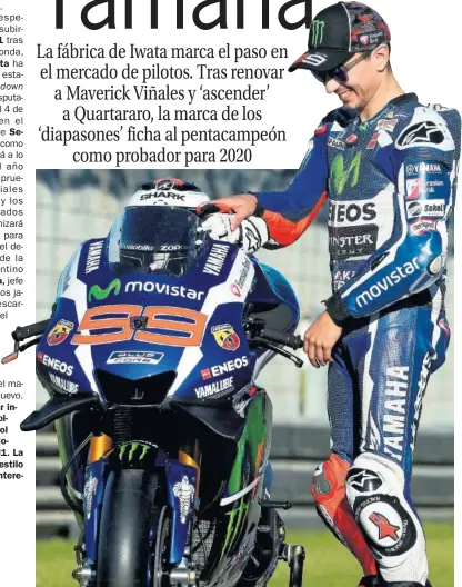  ??  ?? Jorge Lorenzo posa en el circuito de Ricardo Tormo con la Yamaha con la que ganó en 2010 su primer título mundial de MotoGP.