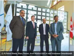  ??  ?? (L-R) Rahul Bhatia, Marc Parent, Arun Mishra (DGCA) and Srinivasan Dwarakanat­h