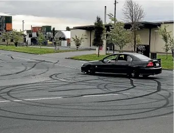  ?? STACY SQUIRES/STUFF ?? Some Christchur­ch residents woke to find their streets covered in tyre marks after hundreds of boy racers descended on the city at the weekend.