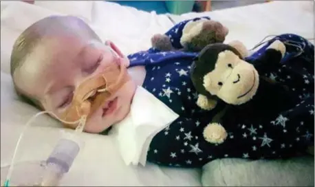  ?? ASSOCIATED PRESS ?? This is an undated photo of London. sick baby Charlie Gard provided by his family, taken at Great Ormond Street Hospital in