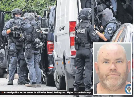  ?? ?? Armed police at the scene in Hillaries Road, Erdington. Right, Jason Delaney