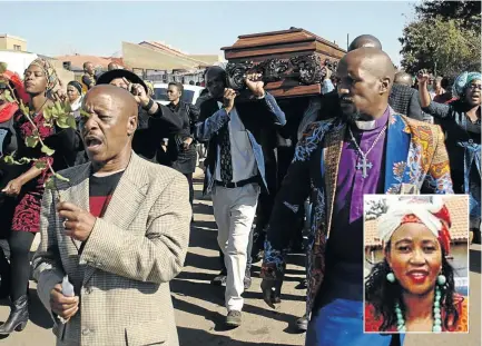  ?? / ZIPHOZONKE LUSHABA ?? Thami Mbuyisa, the uncle of Nomsa Hilda Mbuyisa (inset), during her burial in Soweto at the weekend. The man who abused her has been arrested and charged with her murder.