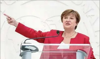  ??  ?? KRISTALINA GEORGIEVA. La directora gerente del FMI hizo el anuncio de la asignación ayer.