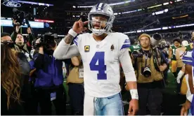  ?? Photograph: Michael Ainsworth/AP ?? Cowboys quarterbac­k Dak Prescott suffered yet another disappoint­ing end to the season on Sunday.