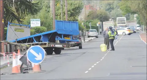  ??  ?? The scene of the accident on the Avenue Road last Thursday morning.