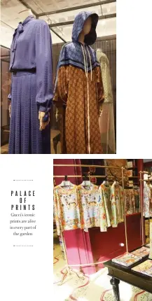  ??  ?? PALACE OF PRINTS
Gucci’s iconic prints are alive in every part of the garden