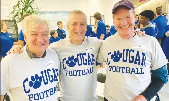  ?? MATTHEW MCCULLY ?? Lefto to right: John Ellyson, Mark Winokur and Rob Wright, members of the first ever Champlain Football team in 1974.