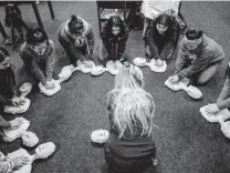  ?? Matthew Busch / Contributo­r ?? Southside High School students learn the basics of CPR during a medical training day put on by students from UIW’s School of Osteopathi­c Medicine on Wednesday.