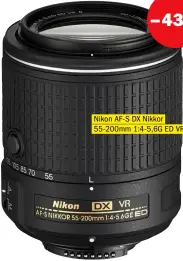  ??  ?? Nikon AF-S DX Nikkor 55-200mm 1:4-5,6G ED VR II&gt;&gt;Das Nikkor-telezoom ist für APS-C optimiert und kostet aktuell weniger als 200 Euro.