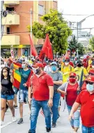  ??  ?? Movilizaci­ón en Barranquil­la de las centrales obreras.