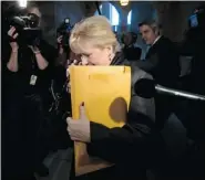  ?? SEAN KILPATRICK/The Canadian Press ?? Sen. Pamela Wallin arrives at the Senate on Monday.