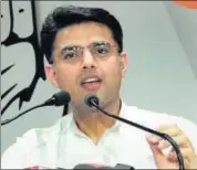  ?? HT PHOTO ?? State Congress president Sachin Pilot interacts with media persons at the party office on Jaipur on Monday.