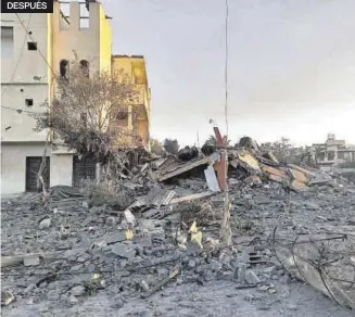  ?? EL PERIÓDICO ?? DESPUÉS
Imagen lateral del bloque de pisos derruido tras ser bombardead­o por el ejército israelí.