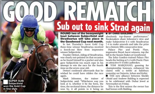  ??  ?? SUPER SUB: Subjectivi­st won the Gold Cup in fine style