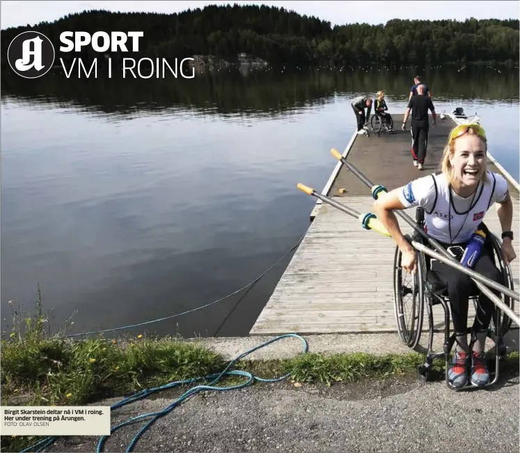  ?? FOTO: OLAV OLSEN ?? Birgit Skarstein deltar nå i VM i roing. Her under trening på Årungen.