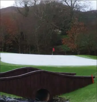  ??  ?? Heavy rain over the weekend cause a lot of surface water to sit on the golf course at Castle Dargan Golf Club for a short period of time. Pic: Castle Dargan Golf Club.