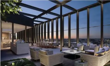  ??  ?? The duplex, ultra-luxury penthouse comprises 4,424 sq ft of indoor living space, and 2,831 sq ft of outdoor space