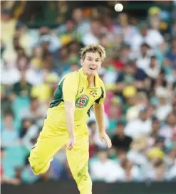  ??  ?? SYDNEY: Australia’s Adam Zampa bowls during the fourth one-day internatio­nal (ODI) cricket match between Australia and Pakistan in Sydney yesterday. — AFP