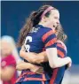  ?? MARTIN MEJIA/AP ?? United States’ Rose Lavelle, left, celebrates after scoring a goal on Saturday.