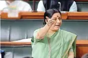  ??  ?? External Affairs Minister Sushma Swaraj speaks in the Lok Sabha in New Delhi on Wednesday