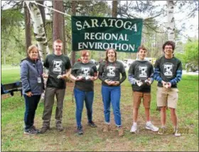  ?? PHOTO PROVIDED ?? A Ballston Spa team advised by Linda Rose, left, won the regional Envirothon and is headed to state competitio­n in Geneva on May 24-25.