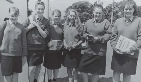  ??  ?? Junior Certificat­e students from St Michael’s Presentati­on Secondary School, Milltown on Wednesday; (from left) Nicola Fitzgerald, Cathrionn O’ Shea, Patricia McCarthy, Fiona Murphy, Dolores O’ Connor and Sarah Mangan.