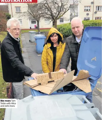  ??  ?? Bin wars Tam Tobin with Alice and John Irons