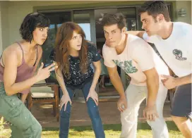  ?? Gemma LaMana / 20th Century Fox 2016 ?? Aubrey Plaza (left), Anna Kendrick, Adam Devine and Zac Efron in “Mike and Dave Need Wedding Dates.”