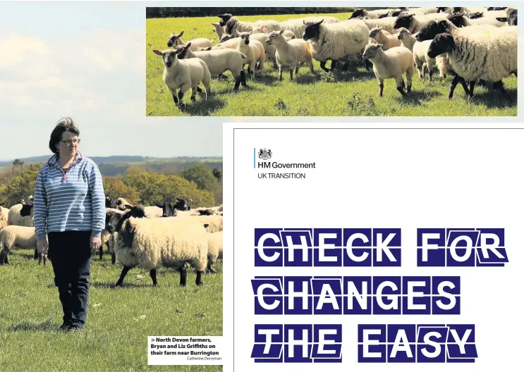  ?? Catherine Derryman ?? > North Devon farmers, Bryan and Liz Griffiths on their farm near Burrington