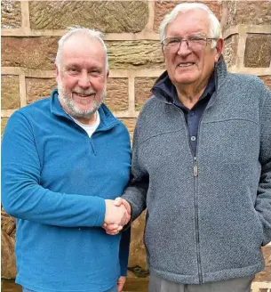  ?? ?? ●●New chair Martin Pearson wuth outgoing chair Jim Bisset MBE (right)