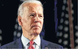  ?? REUTERS/CARLOS BARRIA ?? Democratic U.S. presidenti­al candidate and former Vice President Joe Biden speaks about responses to the COVID-19 coronaviru­s pandemic at an event in Wilmington, Delaware, on March 12.