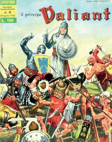  ??  ?? Copertina Il Principe Valiant,fumetto d’epoca di un cavaliere del ciclo bretone