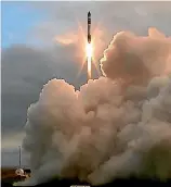  ?? PHOTO: SUPPLIED ?? Rocket Lab’s first Electron rocket launch did not reach orbit.
