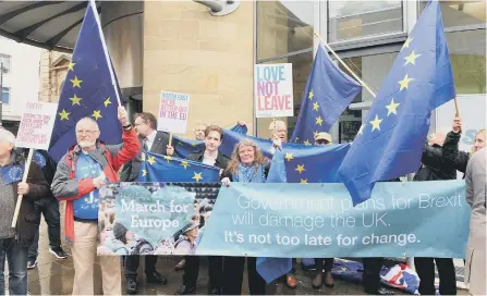  ??  ?? The North East for Europe campaign outside Sunderland Museum and Winter Gardens.