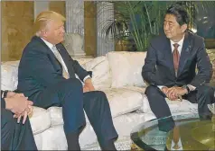  ?? AFP ?? BILATERAL. Donald Trump con el primer ministro Shinz  Abe.