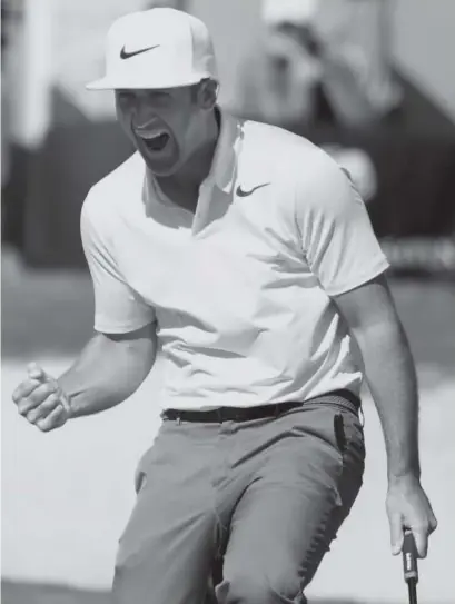  ??  ?? Kevin Chappell celebrates after putting to win on the 18th green during the final round of the Texas Open at TPC San Antonio AT&T Oaks Course on Sunday. Marianna Massey, Getty Images