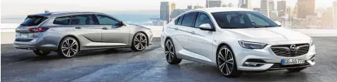  ?? Foto: (c) General Motors ?? Doch, das ist ein Opel: der sportlich elegant geschnitte­ne Insignia, hier als Grand Sport und als Sports Tourer (links).
