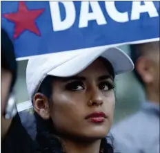  ?? KARL MONDON — STAFF ARCHIVES ?? DACA recipient Flor Martinez attends a rally in San Jose in 2017 following President Donald Trump's rescindmen­t of the program.