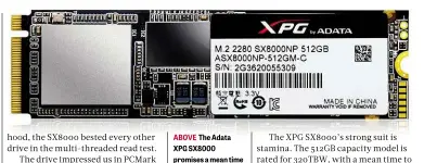  ??  ?? ABOVE The Adata XPG SX8000 promises a mean time to failure of two million hours