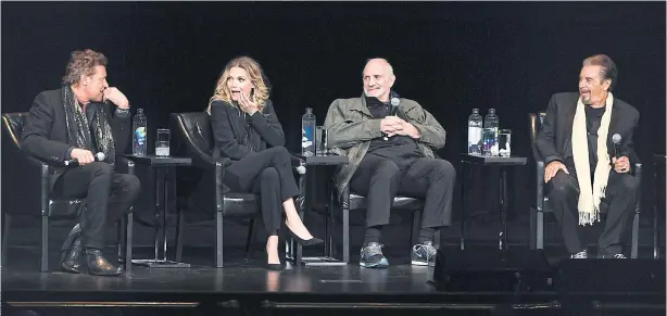  ??  ?? CAST REUNION: from left, Steven Bauer, Michelle Pfeiffer, director Brian De Palma and Al Pacino attend the 35th anniversar­y screening of ‘Scarface’ at Beacon Theatre during the Tribeca Film Festival in New York on Thursday.